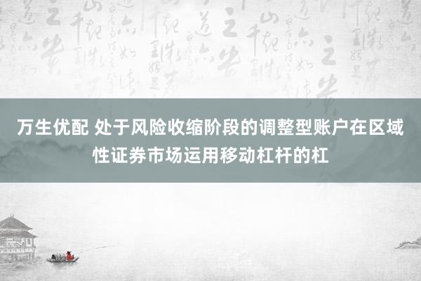 万生优配 处于风险收缩阶段的调整型账户在区域性证券市场运用移动杠杆的杠