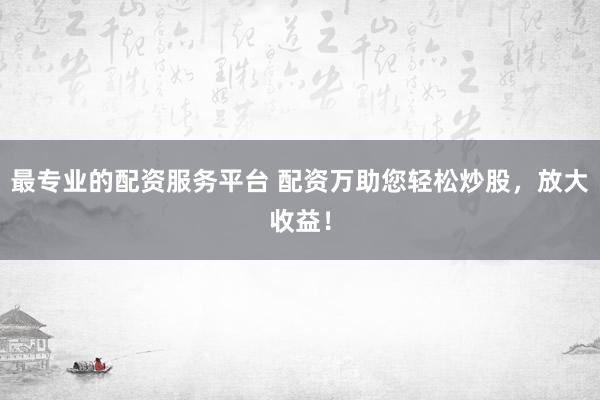 最专业的配资服务平台 配资万助您轻松炒股，放大收益！